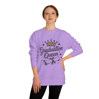 Graduation Queen Crewneck Sweatshirt — Crown & Diploma Celebration Pullover