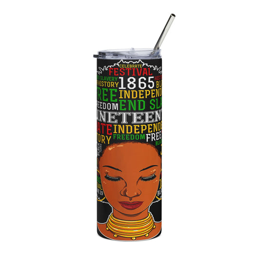 Juneteenth Afrocentric Stainless Steel Tumbler — Celebrate Freedom 1865 (20oz)