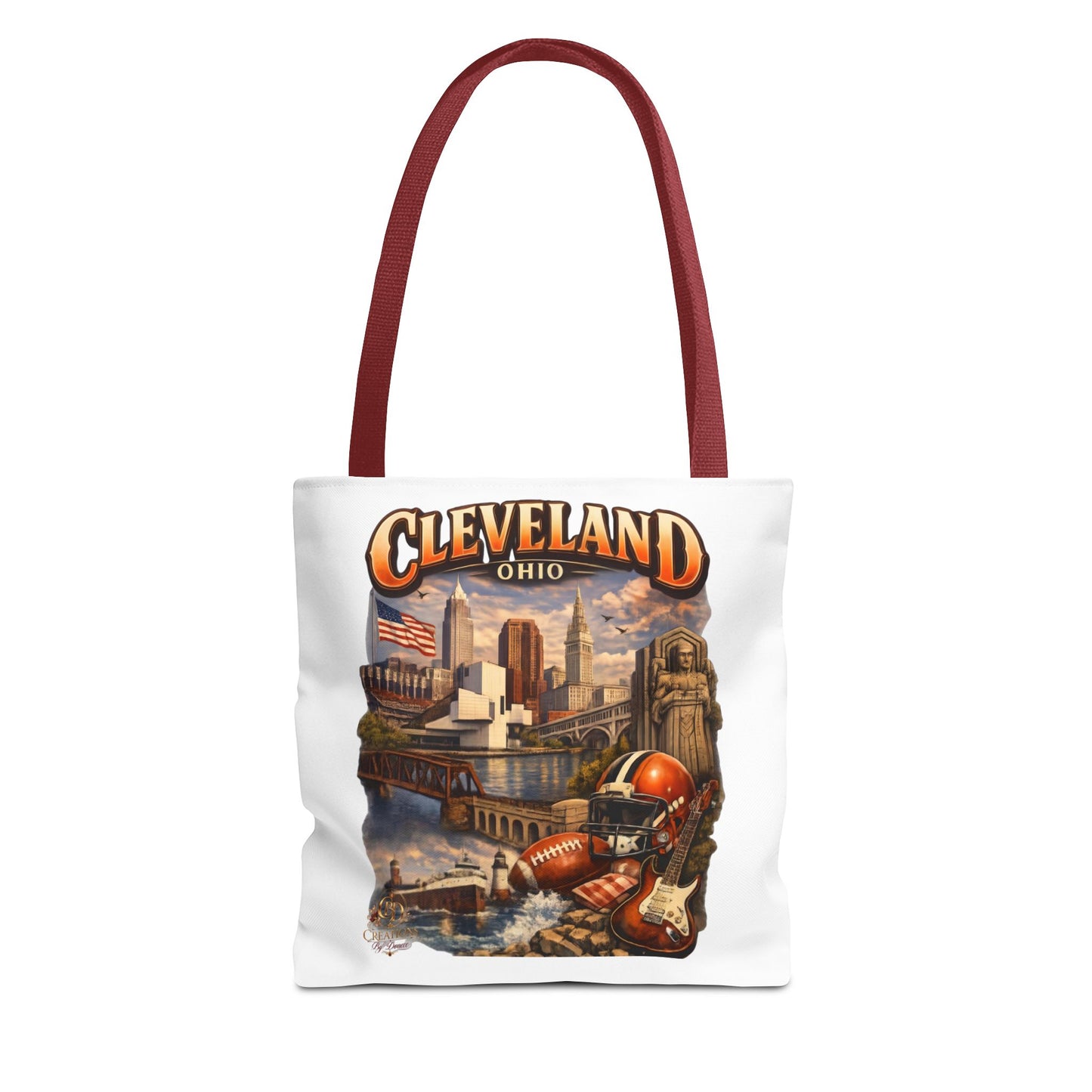 Cleveland Cityscape Tote Bag — Vintage Ohio Skyline & Sports Montage