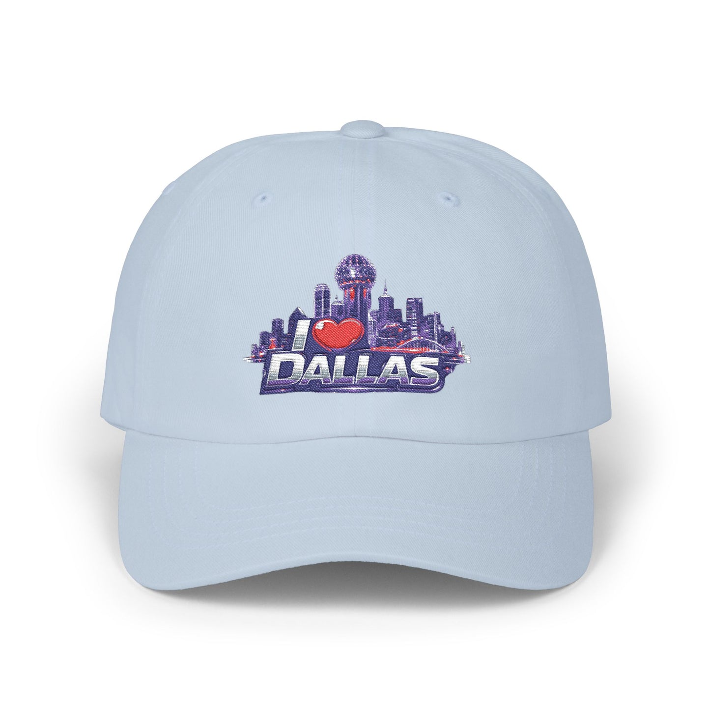 I Heart Dallas Dad Cap - White Embroidered Skyline Baseball Hat