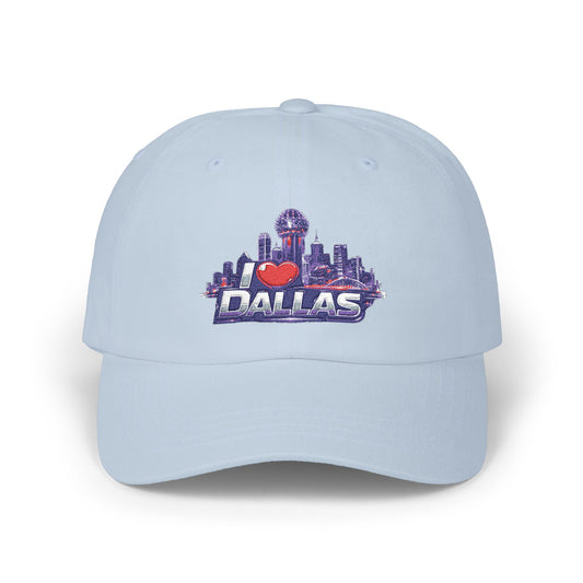 I Heart Dallas Dad Cap - White Embroidered Skyline Baseball Hat