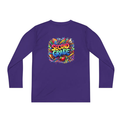 Second Grade Youth Long Sleeve Tee — Colorful School Supplies Back-to-School Shirt
