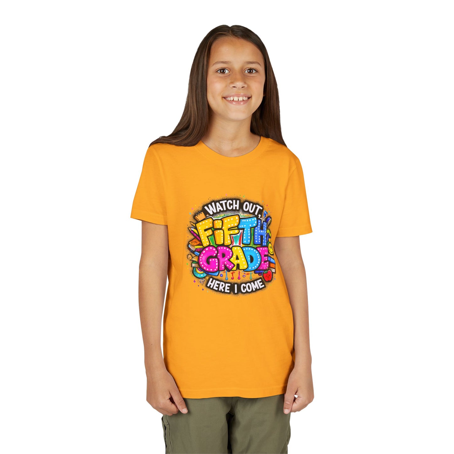 Fifth Grade T‑Shirt for Kids - "Watch Out Fifth Grade Here I Come" Back-to-School Tee