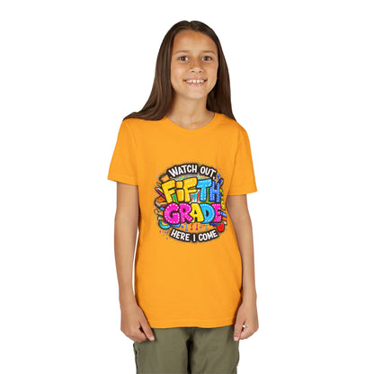 Fifth Grade T‑Shirt for Kids - "Watch Out Fifth Grade Here I Come" Back-to-School Tee