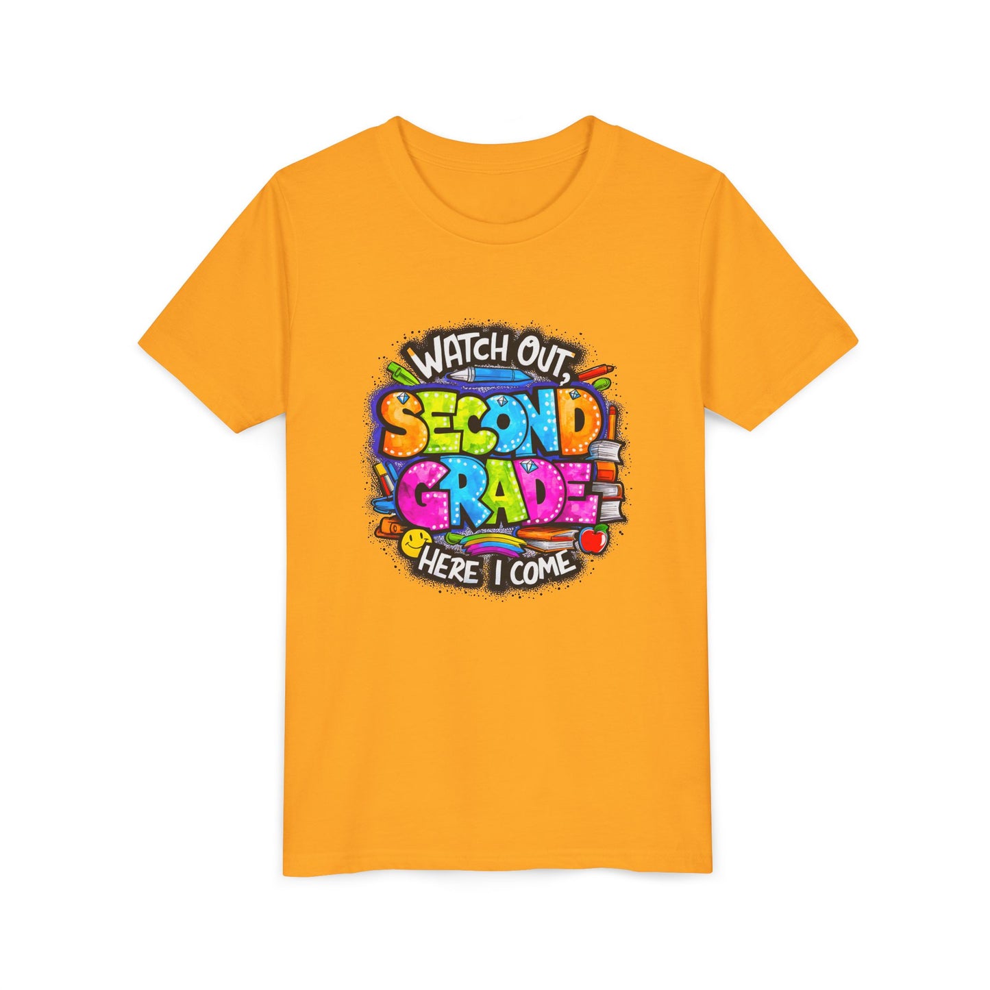 Second Grade Kids Tee - "Watch Out Second Grade Here I Come" Colorful Back-to-School Shirt