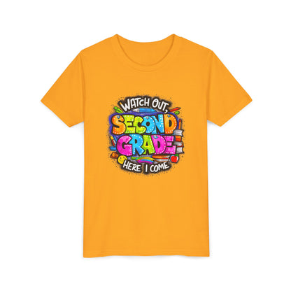 Second Grade Kids Tee - "Watch Out Second Grade Here I Come" Colorful Back-to-School Shirt