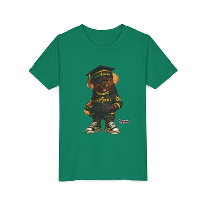Youth Tee — Scholar Student Bear Graduation Graphic