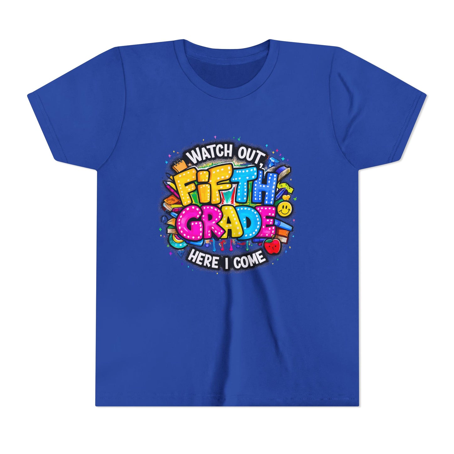 Fifth Grade T‑Shirt for Kids - "Watch Out Fifth Grade Here I Come" Back-to-School Tee