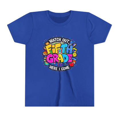 Fifth Grade T‑Shirt for Kids - "Watch Out Fifth Grade Here I Come" Back-to-School Tee
