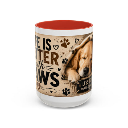 Dog & Cat Coffee Mug - "Less People, More Dogs & Cats" Accent Ceramic Mug