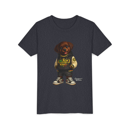 Youth Tee — 'Black History King' Puppy Graphic Shirt
