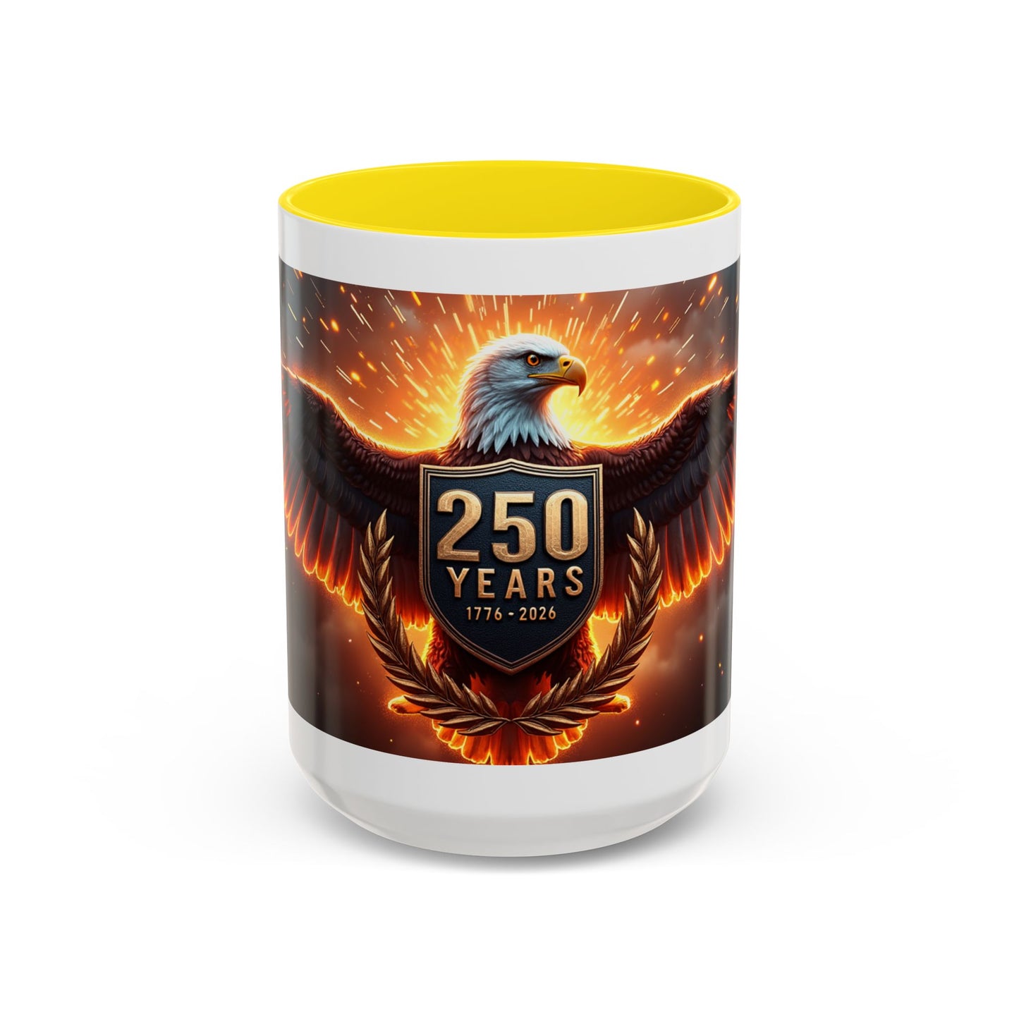 250 Years Eagle Coffee Mug — Patriotic Anniversary Ceramic Accent Mug (11/15oz)