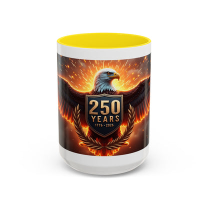 250 Years Eagle Coffee Mug — Patriotic Anniversary Ceramic Accent Mug (11/15oz)