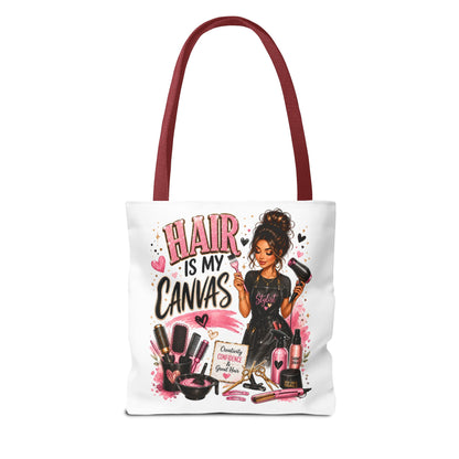 Hair Is My Canvas Tote Bag — Stylist Makeup Artist Cosmetic Accessories Tote