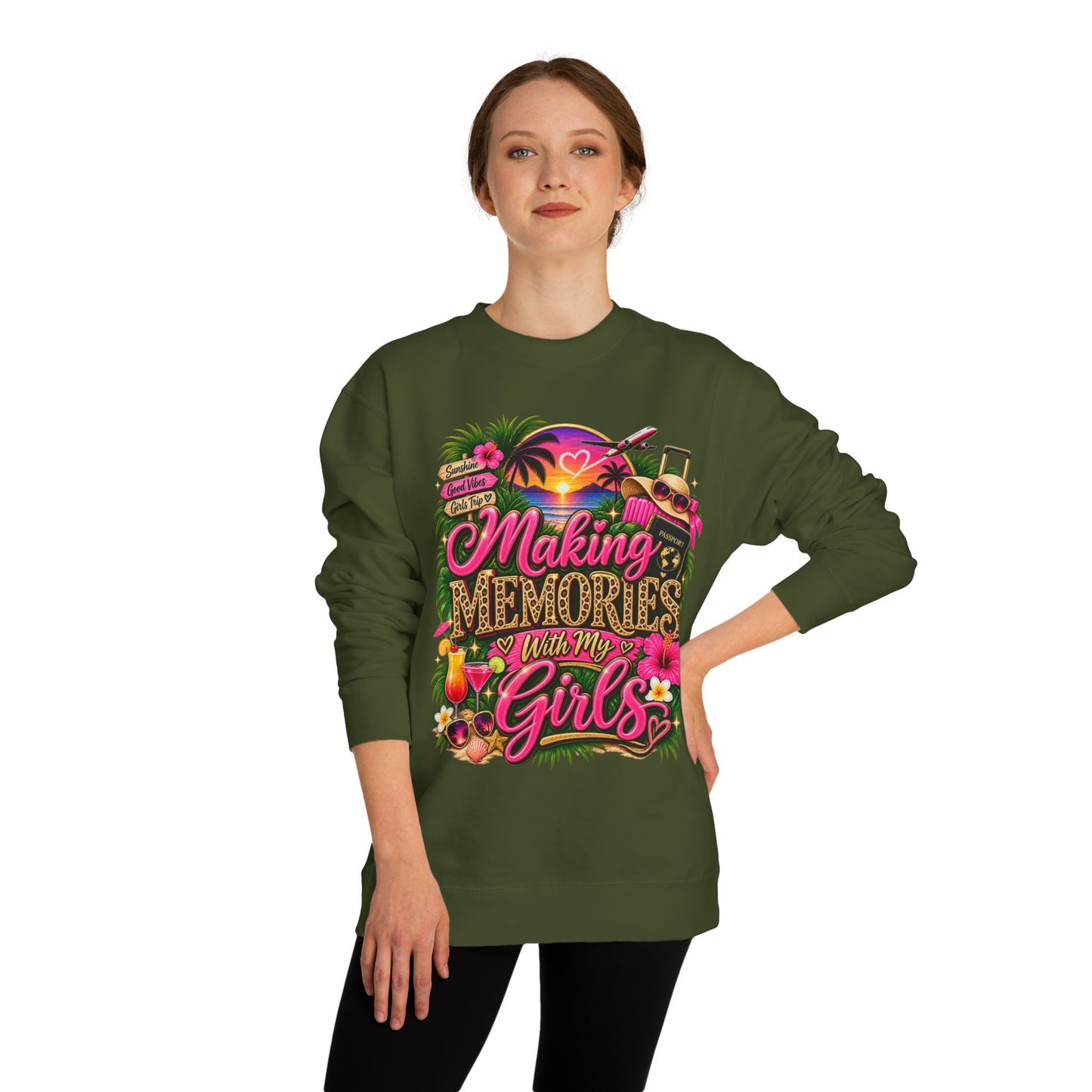 Making Memories With My Girls Crewneck Sweatshirt — Tropical Girls Trip Pullover