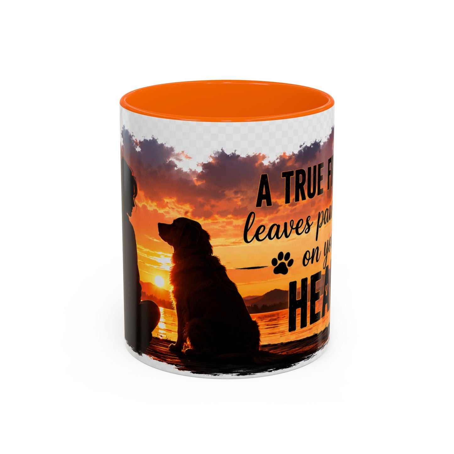 Dog Lover Coffee Mug - "A True Friend Leaves Paw Prints on Your Heart" Accent Mug (11/15oz)