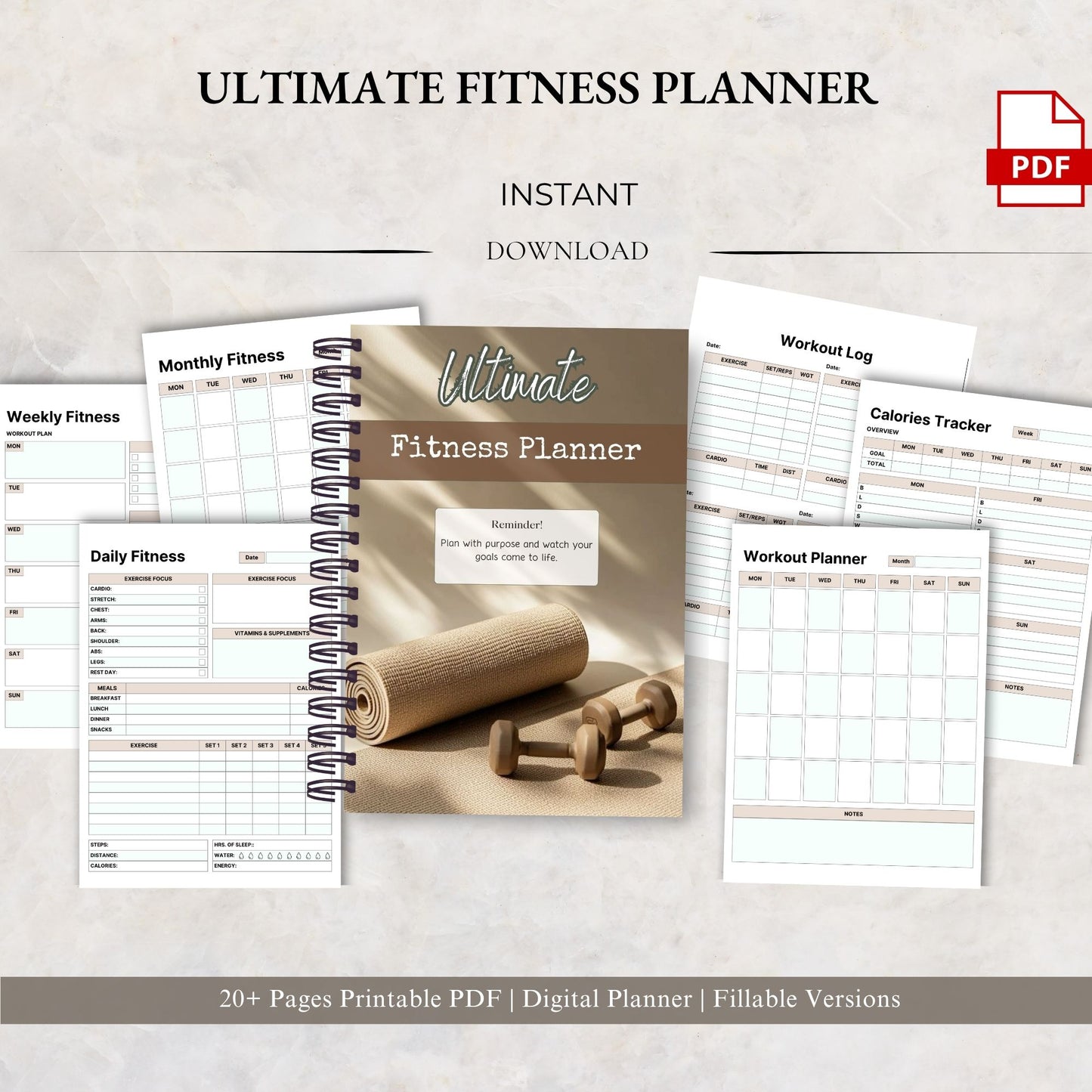 Ultimate Fitness Planner Printable | Workout Planner | Gym Tracker | Fitness Log | Health & Workout Planner PDF