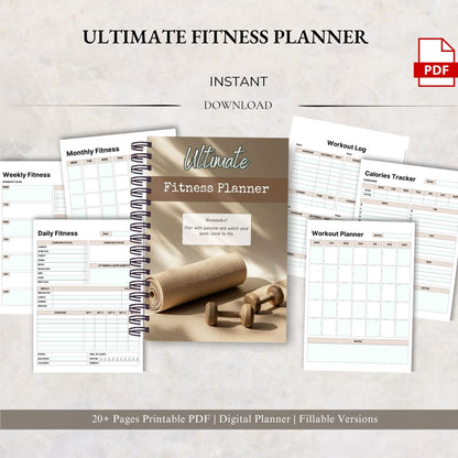 Ultimate Fitness Planner Printable | Workout Planner | Gym Tracker | Fitness Log | Health & Workout Planner PDF