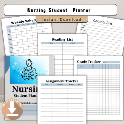 Nursing Student Planner | Nursing School Organizer | Clinical & Study Planner | Assignment Tracker for Nursing Students