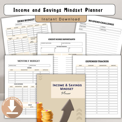 Income & Savings Mindset Planner | Money Mindset & Financial Growth Planner | Budget & Wealth Building Printable