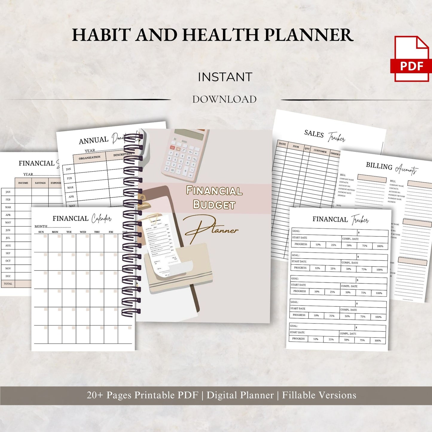 Financial Budget Planner Printable | Money Management Planner | Expense and Savings Tracker | Personal Finance Organizer PDF