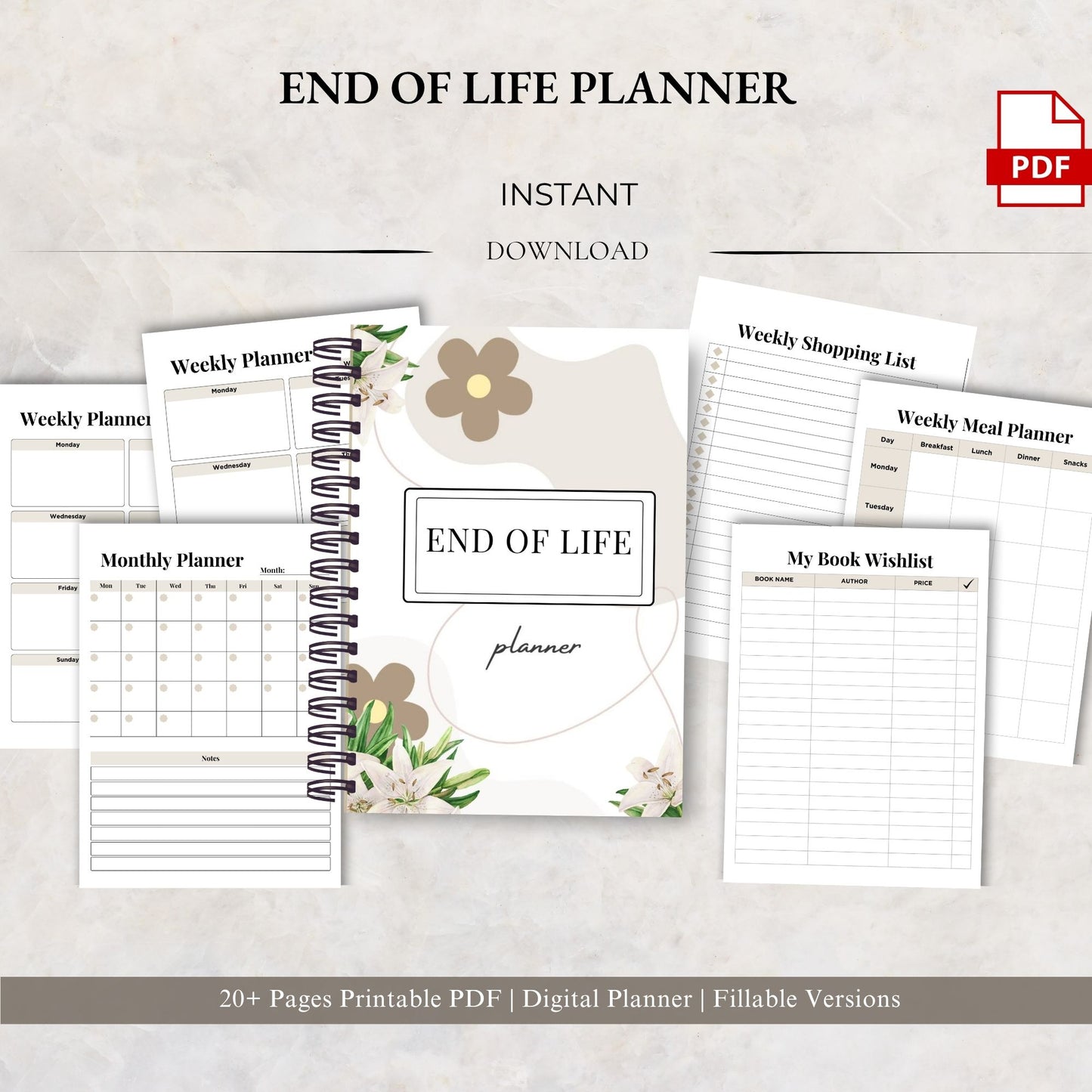 End of Life Planner Printable | Estate Planning Organizer | Important Information Binder | Final Wishes Planner PDF