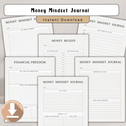 Money Mindset Journal Printable | Financial Growth, Abundance & Wealth Thinking Workbook