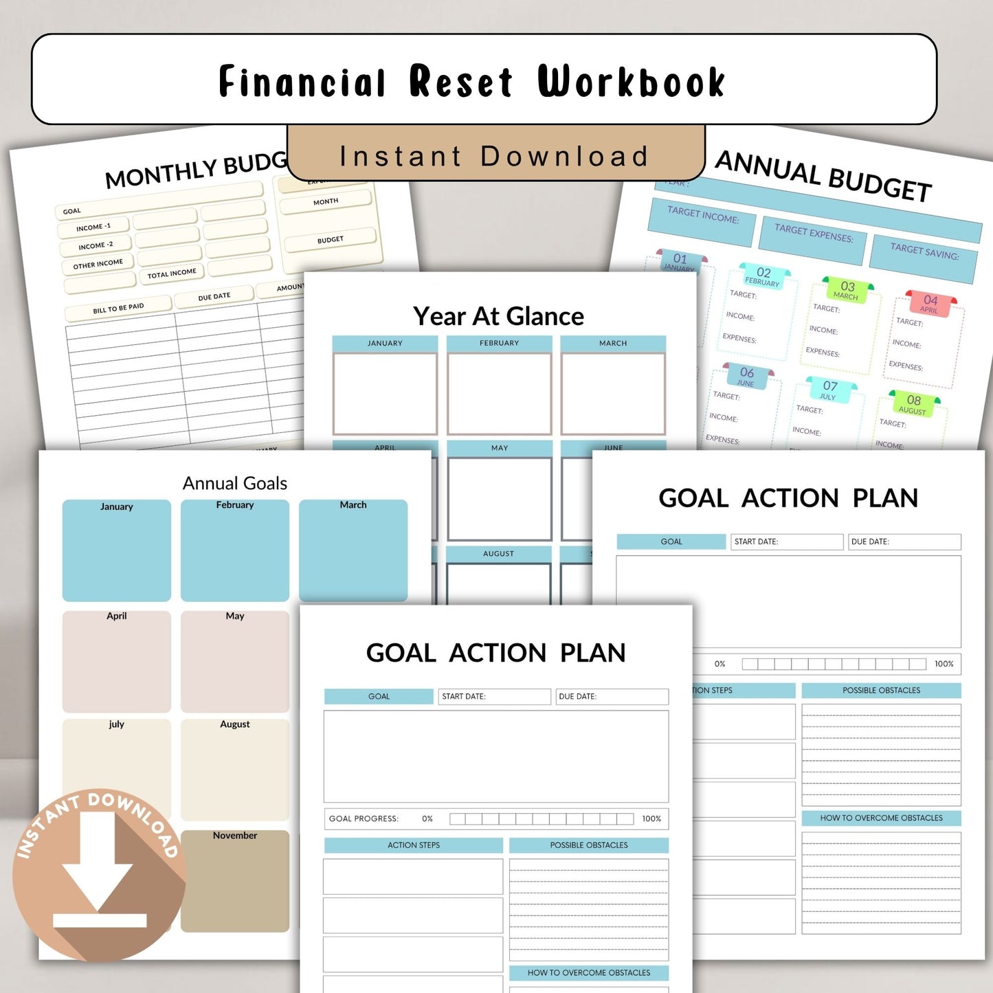 Financial Reset Workbook Printable | Budget Recovery & Money Mindset Transformation Planner