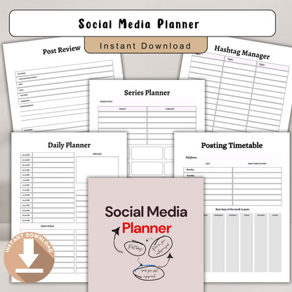Social Media Planner | Content Planner & Strategy Tracker | Instagram & TikTok Planner | Marketing Planner Printable