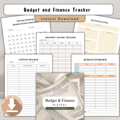 Budget & Finance Tracker Printable | Monthly Expense, Savings & Money Planner