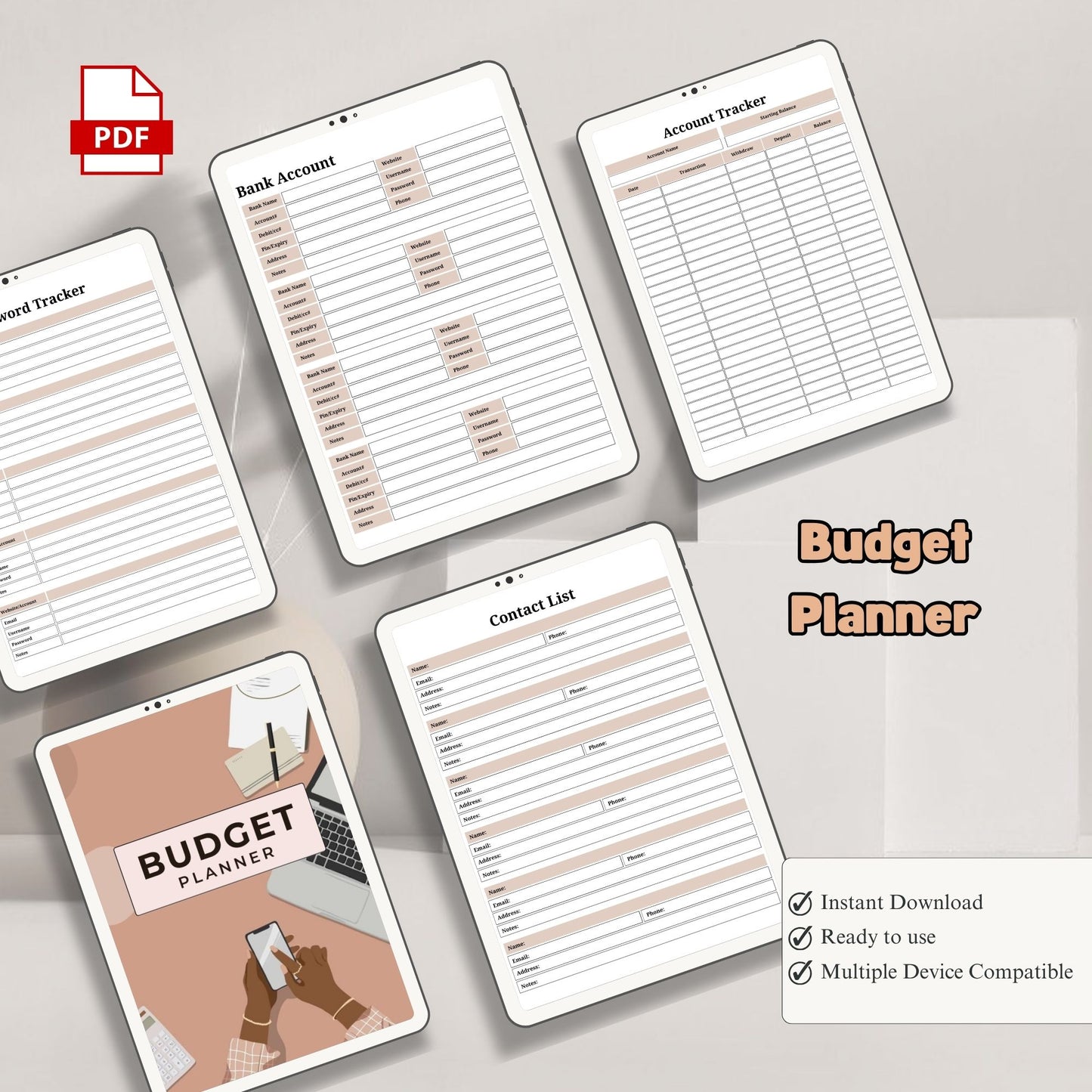 Budget Planner Printable | Monthly Budget Tracker | Personal Finance Planner | Expense Tracker PDF | Money Management Planner