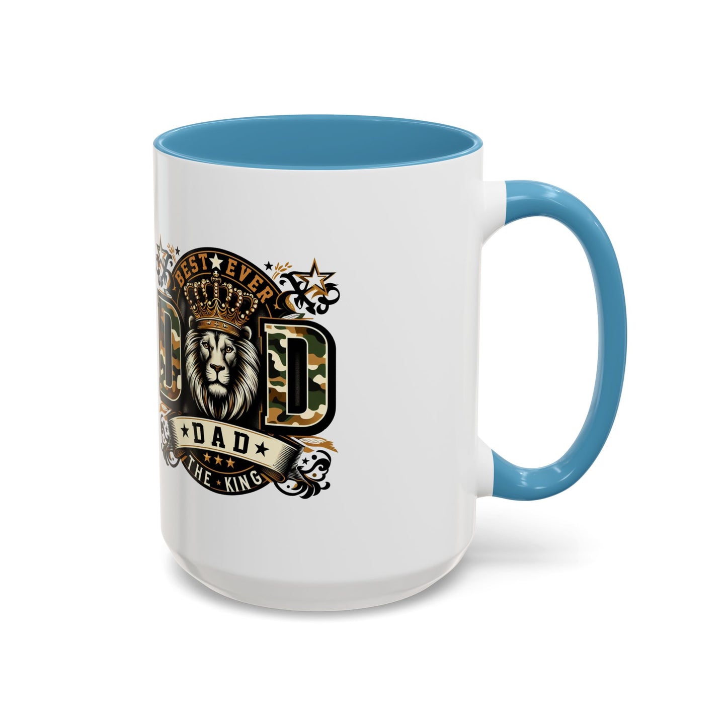 Dad Coffee Mug — "Best Ever Dad" Lion Crest Accent Mug (11/15oz)