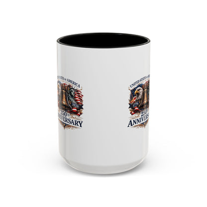 250th Anniversary Accent Coffee Mug — Patriotic United States Bell & Eagle Design (11/15 oz)