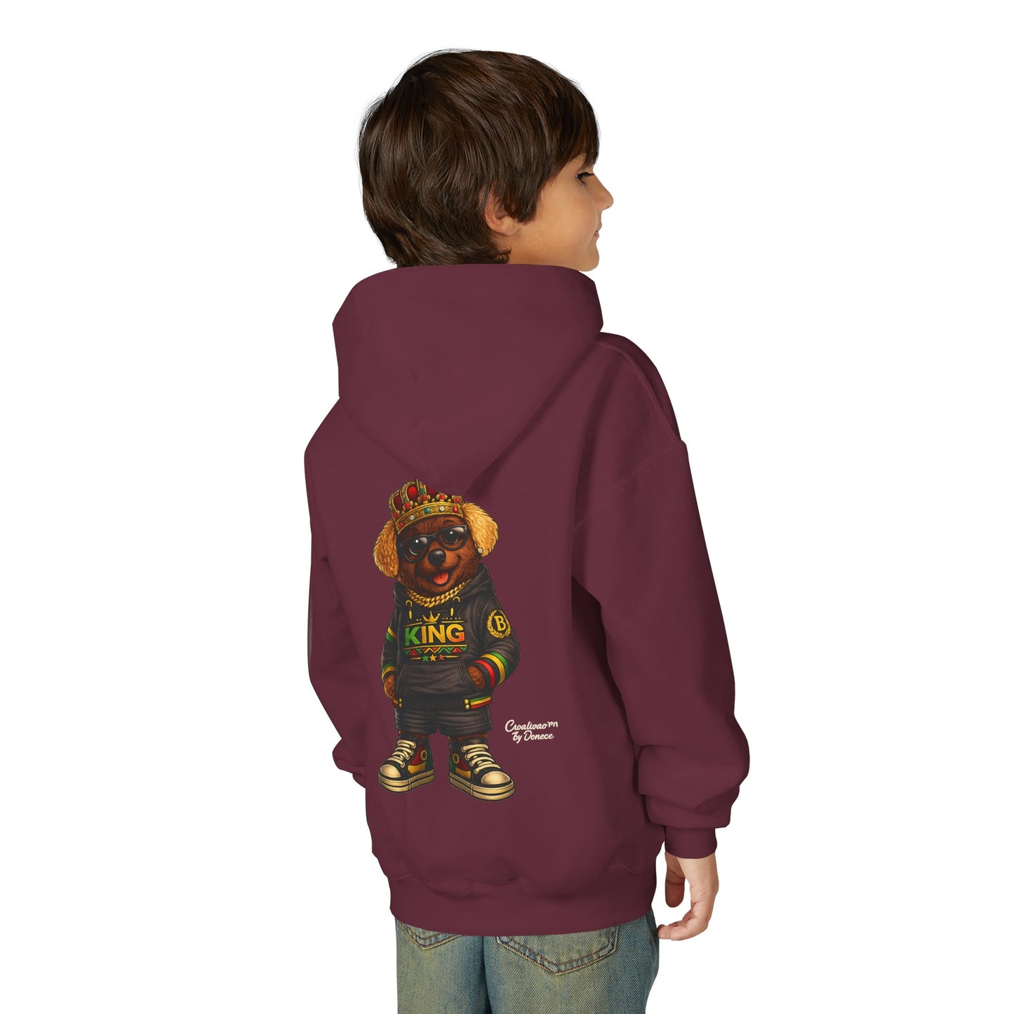 Youth Hoodie – 'King' Bear Streetwear Pullover