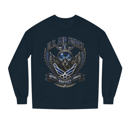 U.S. Air Force Skull Crewneck Sweatshirt — Defend Protect Dominate Tactical Pullover