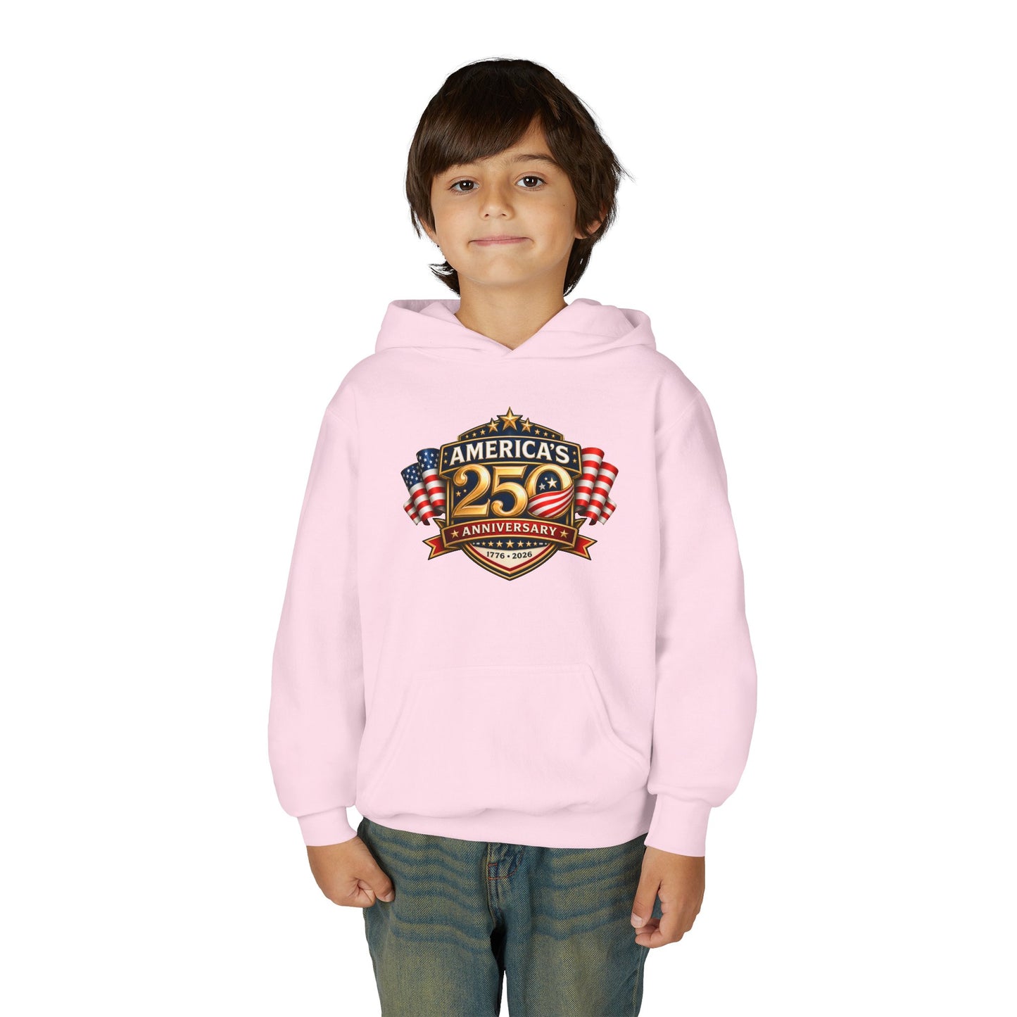 Youth Hoodie — "America's 250th Anniversary" Patriotic 1776-2026 Celebration Design