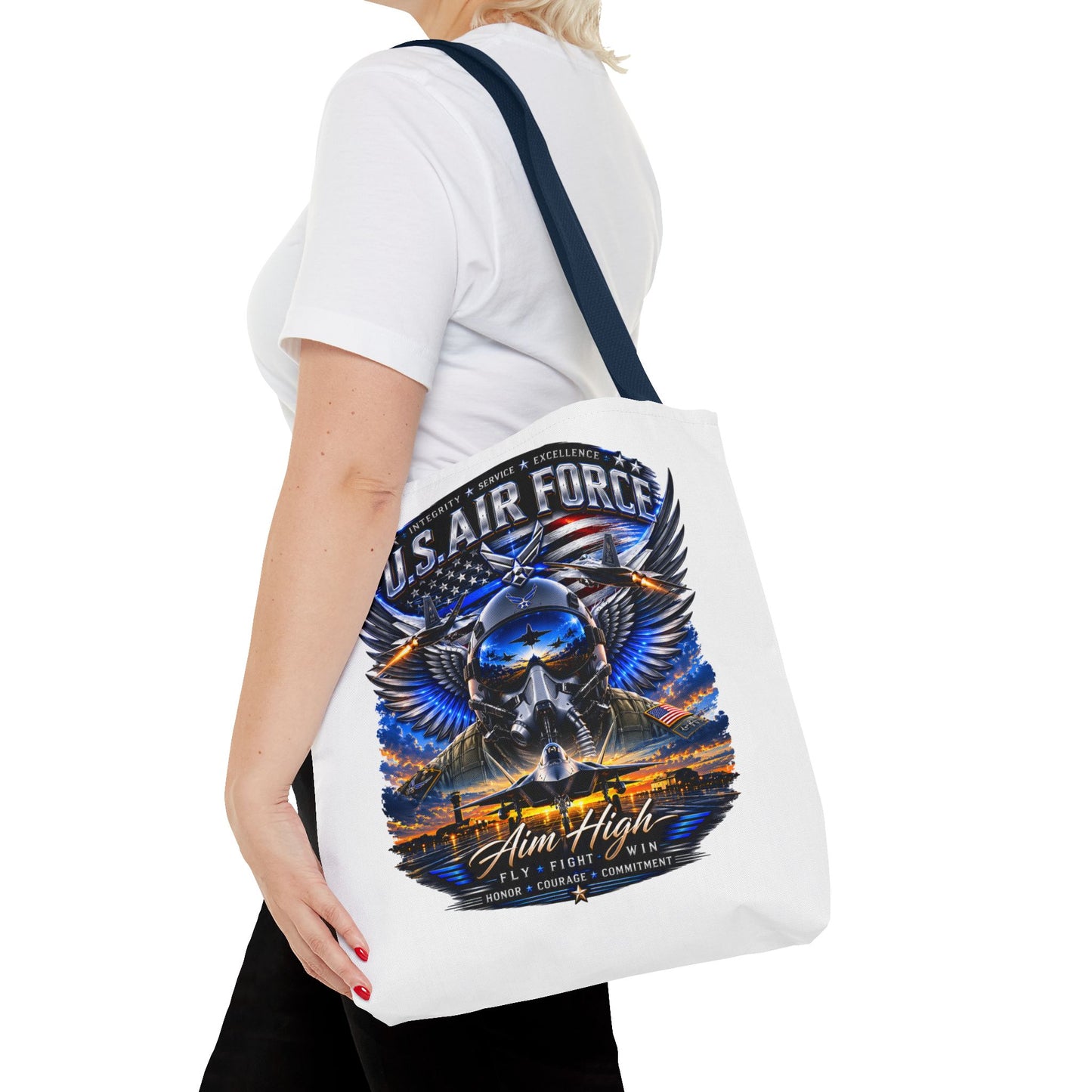 U.S. Air Force Aviator Tote Bag – 'Aim High' Military Pilot Design
