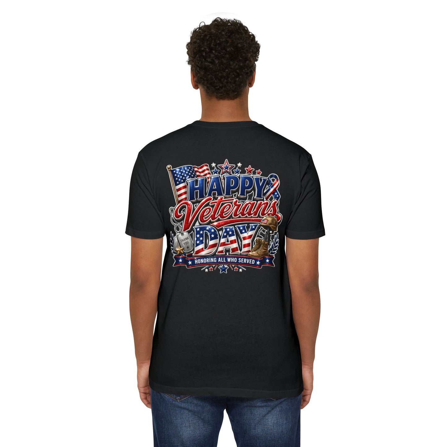 Veterans Day T-Shirt - "Happy Veterans Day" Patriotic Military Tribute Tee