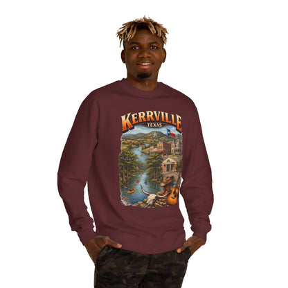 Kerrville Texas Scenic Crewneck Sweatshirt — Riverfront Guitar Vintage Design