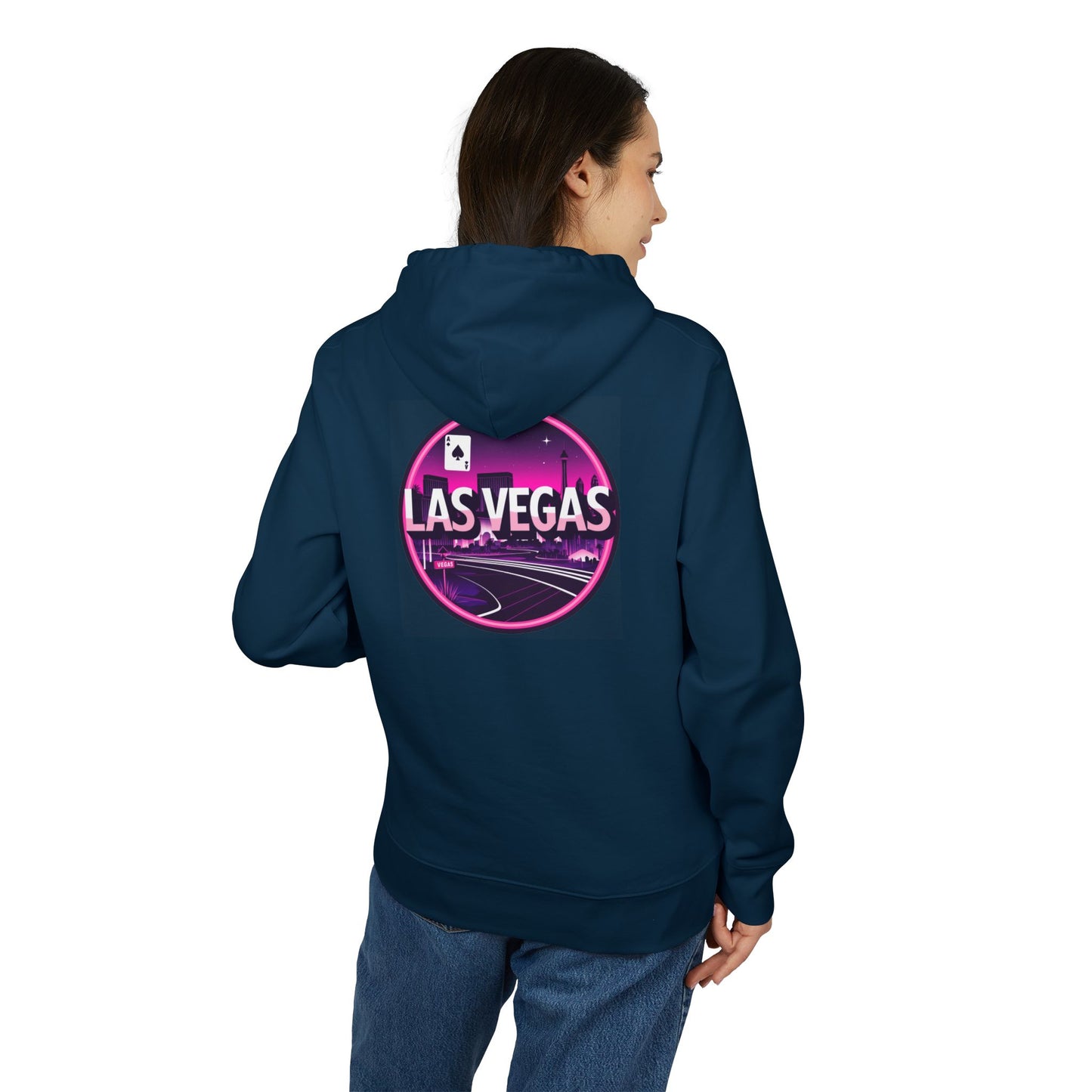 Las Vegas Neon Circle Hoodie — Retro Casino Skyline Pullover