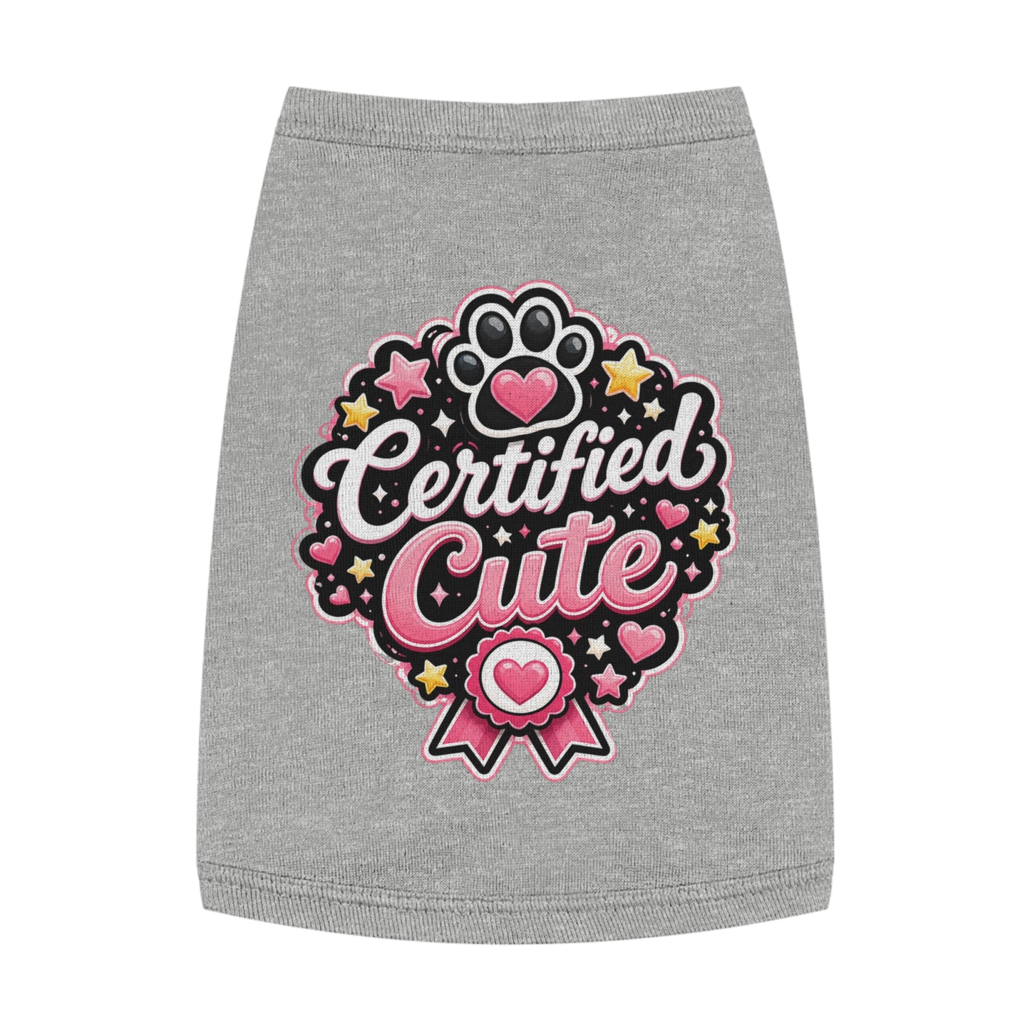 Certified Cute Pet Tank Top — Pink Paw Ribbon Dog Shirt