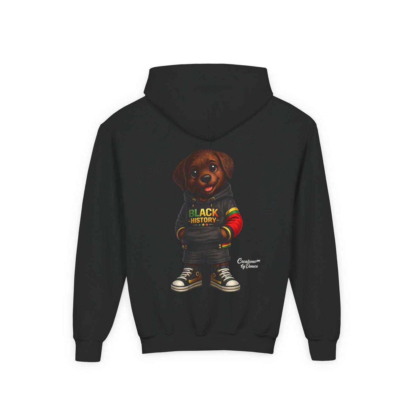 Youth Hoodie - Cute Rottweiler Puppy 'Black History' Graphic Sweatshirt for Kids