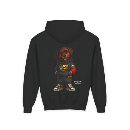 Youth Hoodie - Cute Rottweiler Puppy 'Black History' Graphic Sweatshirt for Kids