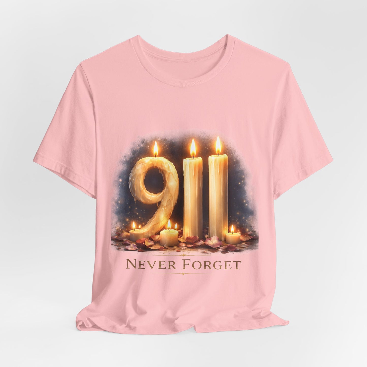 9/11 Never Forget T-Shirt – Memorial Candle Tribute Tee
