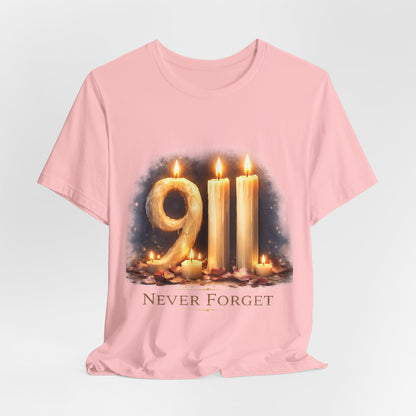 9/11 Never Forget T-Shirt – Memorial Candle Tribute Tee