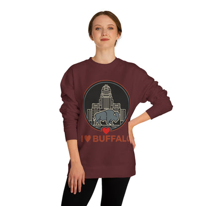I  Buffalo Sweatshirt — Buffalo Skyline & Bison Graphic Crewneck
