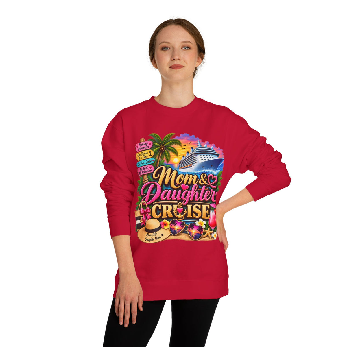 Mom & Daughter Cruise Sweatshirt — Tropical Vacation Cruise Crewneck