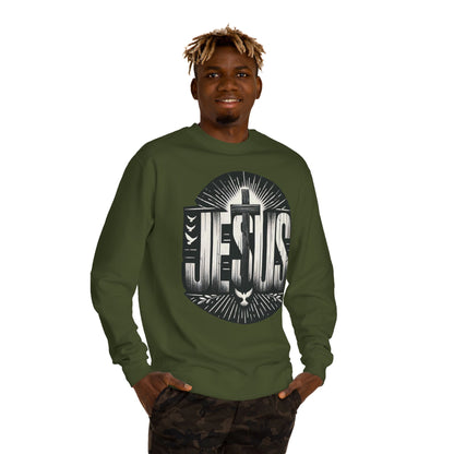 Jesus Graphic Sweatshirt — Vintage Cross & Dove Christian Crewneck
