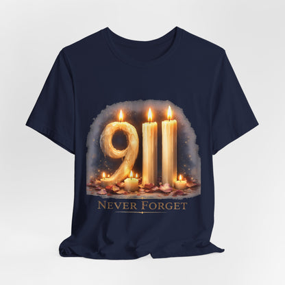 9/11 Never Forget T-Shirt – Memorial Candle Tribute Tee