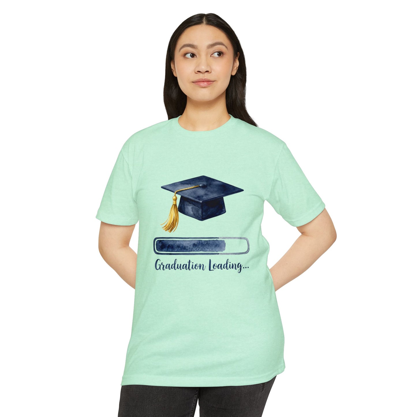 Graduation Loading T-Shirt — Cap & Progress Bar Grad Tee